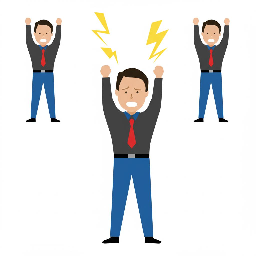 Illustration of a man transforming from tired to energetic and confident