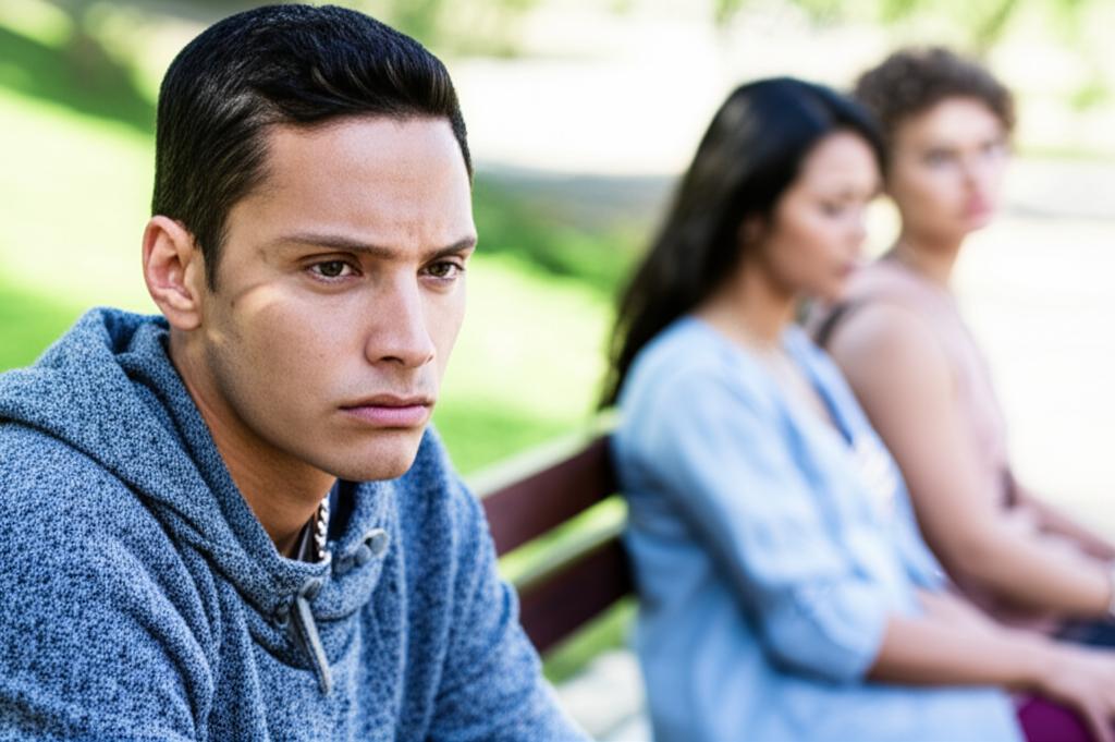 Image depicting a man looking thoughtful or tired, perhaps sitting away from his partner