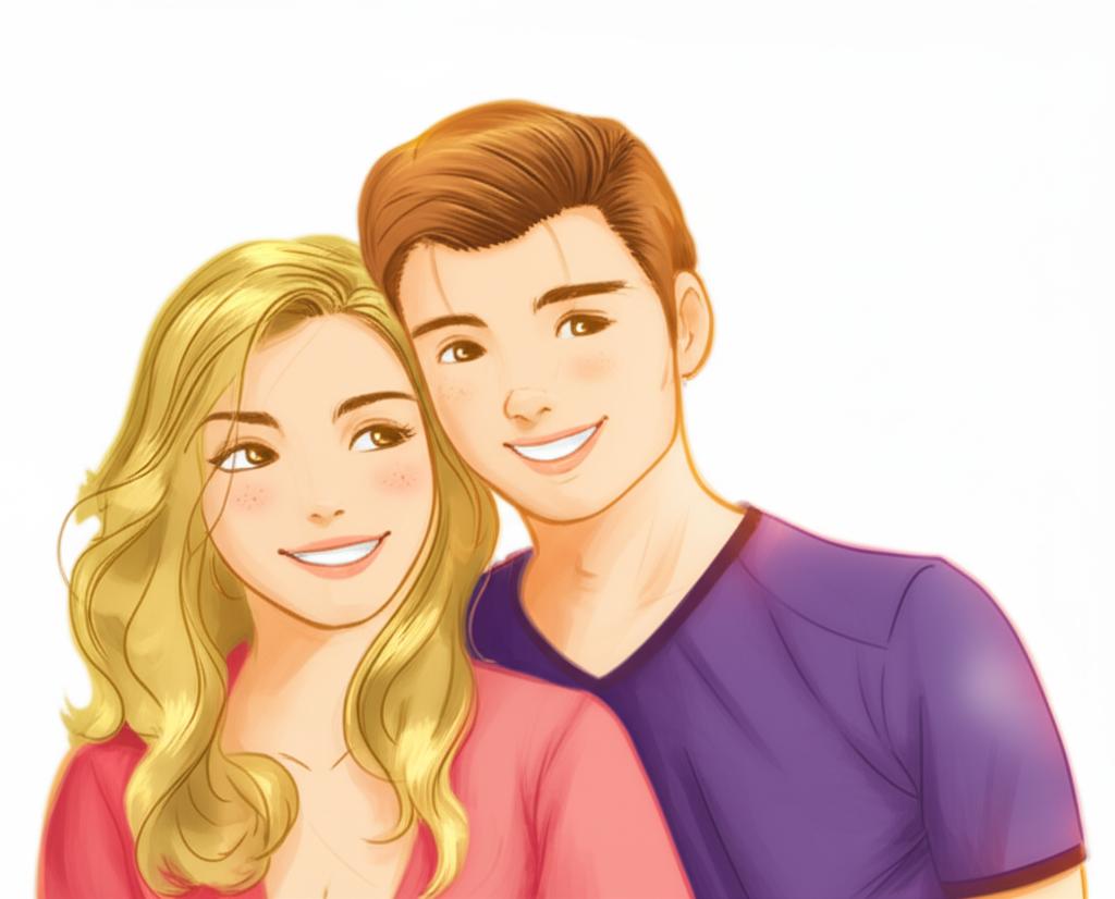 Illustration of a man looking confident or a couple smiling together