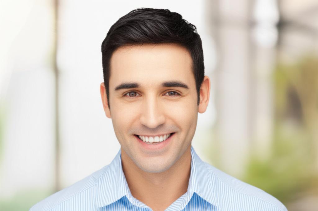 Man looking energetic and confident after using a health product
