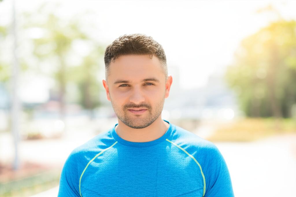 AI prompt: Man looking energetic and confident after improving health